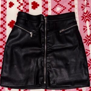 Divided Black Mini Skirt with Silver Zippers